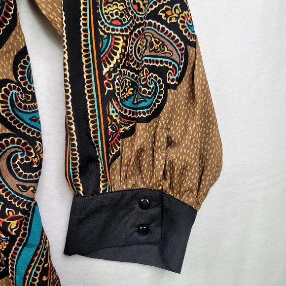 Bob Mackie Wearable Art Paisley Button-Up Shirt 3X Plus Size Button Front Top - Picture 4 of 10